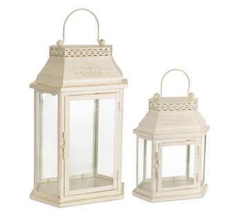 Lantern (Set Of 2) 10.5", 17"H Metal/Glass 69621DS