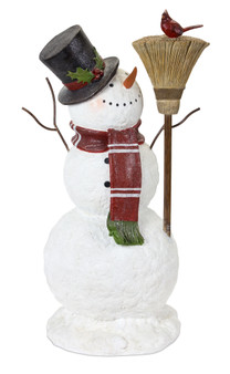 Snowman With Broom And Cardinal 39.5"H Resin 76012DS
