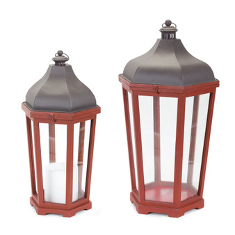 Lantern (Set Of 2) 28"H, 33"H Wood/Glass 76035DS