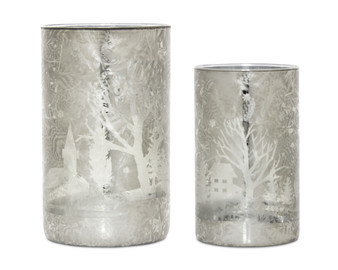 Tree And House Votive Holder (Set Of 2) 6.5"H, 7.75"H Glass 76954DS
