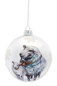 Ball Ornament W/Sheep 4.5"D (Set Of 6) Glass 80070DS