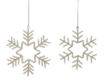 Bead Snowflake (Set Of 12) 5.25"H, 6"H Iron/Glass 80163DS