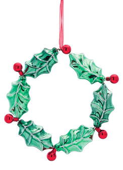 Holly Wreath Ornament 7"H (Set Of 6) Glass 80368DS