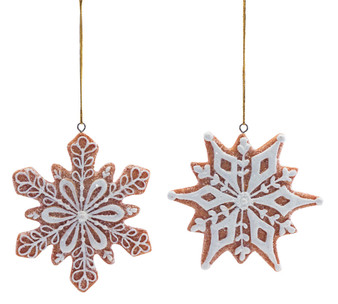 Gingerbread Snowflake Ornament (Set Of 12) 5"H Resin 80558DS
