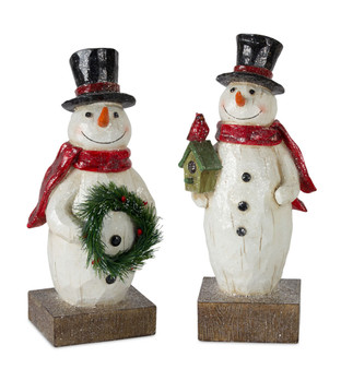 Snowman (Set Of 2) 11.5"H, 13"H Resin 80600DS
