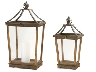 Lantern (Set Of 2) 24"H, 30.5"H Wood/Glass 81407DS
