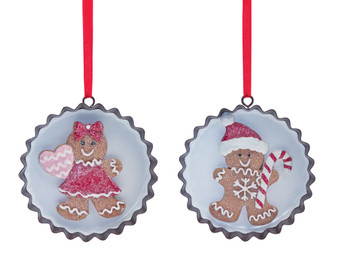 Gingerbread Boy And Girl Ornament (Set Of 12) 4.5"H Resin 81456DS