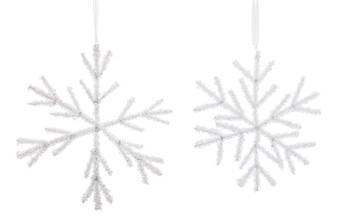 Bead Snowflake Ornament (Set Of 12) 9"H, 12.5"H Acrylic 81511DS