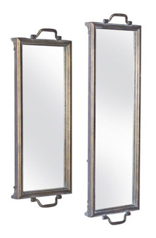 Mirror Tray (Set Of 2) 22.25"L X 8"W, 28.25"L X 8.25"W Iron/Glass 82008DS