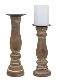 Candle Holder (Set Of 2) 10"H, 12"H Wood/Metal 82376DS