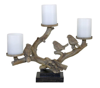Bird On Branch Candle Holder 17.5"L X 11"H Resin 82461DS