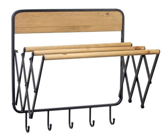 Rack With Hooks 20.75"L X 21"H Iron/Wood 82510DS