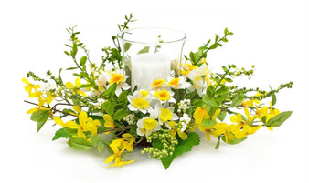 Narcissus And Forsythia Candle Holder 18"D X 8"H Polyester/Glass 82628DS