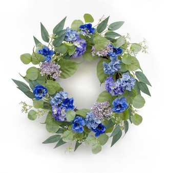 Anemone And Hydrangea Wreath 20.5"D Polyester 82776DS