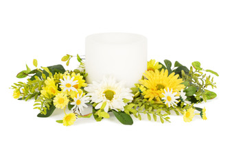 Mixed Gerbera Daisy Candle Ring 18.5"D Fabric (Fits A 6" Candle) 82781DS