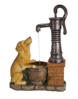 Water Pump And Dog Fountain 27.5"H Iron 74655DS
