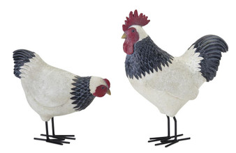 Chicken (Set Of 2) 8"H, 12"H Resin/Metal 78401DS