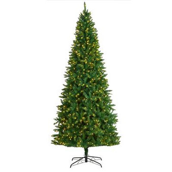9' Green Valley Fir Artificial Christmas Tree With 800 Clear Led Lights And 2093 Bendable Branches (T3047)