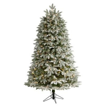6' Flocked Colorado Mountain Fir Artificial Christmas Tree With 500 Warm White Microdot (Multifunction) Led Lights (T3296)