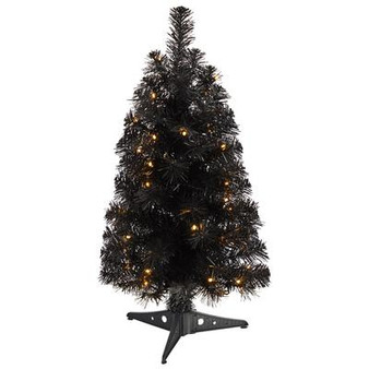 2' Black Artificial Christmas Tree With 35 Led Lights And 72 Bendable Branches (T3301)