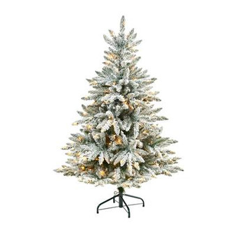 5' Flocked West Virginia Spruce Artificial Christmas Tree With 200 Clear Lights & 604 Bendable Branches (T3348)