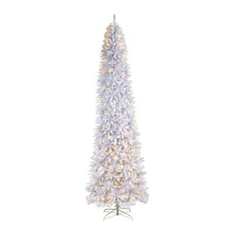 11' Slim White Artificial Christmas Tree With 950 Warm White Led Lights And 2836 Bendable Branches (T3365)