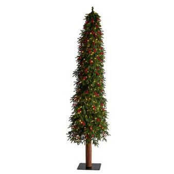 9' Victoria Fir Artificial Christmas Tree With 400 Multi-Color (Multifunction) Led Lights, Berries & 781 Bendable Branches (T3510)