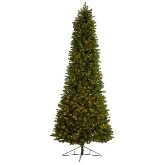 9.5' Slim Colorado Mountain Spruce Artificial Christmas Tree With 1400 (Multifunction With Remote Control) Warm White Micro Led Lights (T3514)