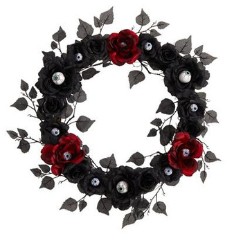 24" Eyeball Rose Halloween Artificial Wreath (W1198)