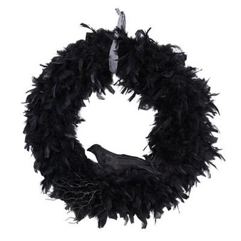 30" Halloween Raven Feather Wreath (W1201)