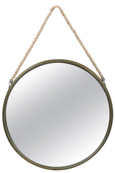 Metal Round Wall Mirror With Top Rope Hanger Lg Antique Finish Champagne (Pack Of 4) 26509