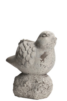 Cement Cardinal Bird Figurine On Rock Hollow Base Sm Distressed Finish Gray (Pack Of 6) 41516