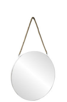 Metal Round Wall Mirror With Top Rope Hanger Lg Coated Finish White (Pack Of 2) 43862