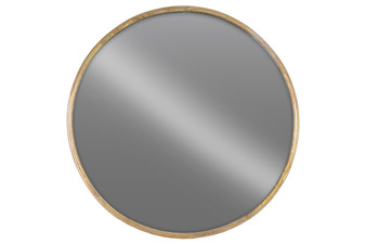 Metal Round Wall Mirror Lg Tarnished Finish Gold 67093