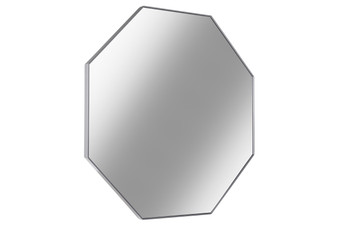 Metal Octagon Wall Mirror With Frame Metallic Finish Silver (Pack Of 2) 34097