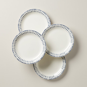 Profile Porcelain 4-Piece Accent Plate Set - White/Navy (892138)