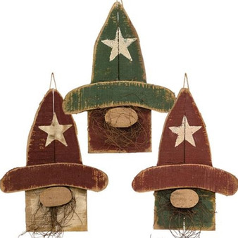 Rustic Wood Hanging Gnome 16" 3 Assorted (Pack Of 3) G21404