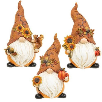Resin Harvest Gnome Figure 3 Assorted (Pack Of 3) G2592000