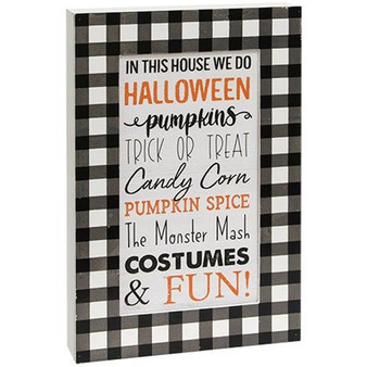 In This House We Do Halloween Buffalo Check Layered Box Sign G35601
