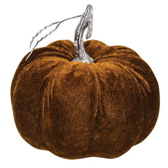 *Brown Velvet Pumpkin 6.5" GISB79856 By CWI Gifts