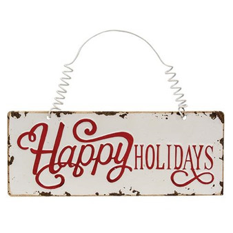 Distressed Metal Happy Holidays Hanging Sign GM11238