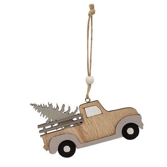 Nordic Wooden Truck With Tree Ornament GM11278