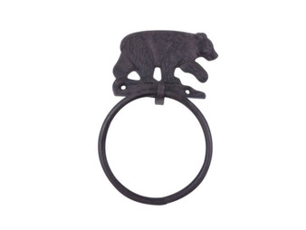 Cast Iron Black Bear Kitchen Bathroom Towel Ring 8.5" K-9054-BB-cast-iron