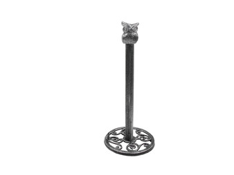 Rustic Silver Cast Iron Sitting Owl Bathroom Extra Toilet Paper Stand 16" k-9233-Silver-T