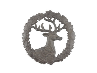 Cast Iron Deer And Wreath Kitchen Trivet 8" k-0760-cast-iron