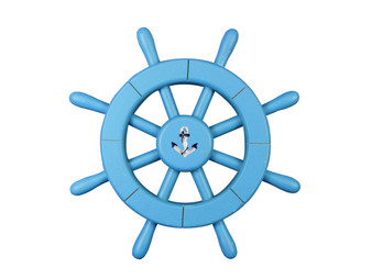 Light Blue Decorative Ship Wheel With Anchor 12" New-Light-Blue-SW-12-anchor