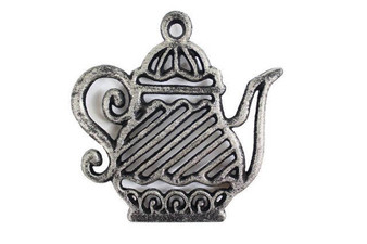 Rustic Silver Cast Iron Teapot Trivet 9" K-0267-Silver