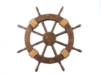 Rustic Wood Finish Decorative Ship Wheel 18" Rustic-Wood-SW-18