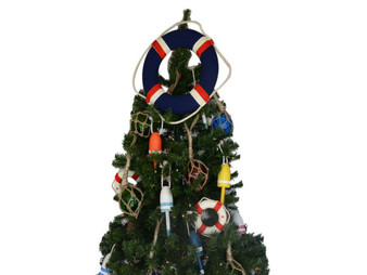 Blue Jacket Lifering Christmas Tree Topper Decoration Lifering15-303-XMASS