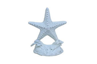 Whitewashed Cast Iron Starfish Door Stopper 11" K-0155-W